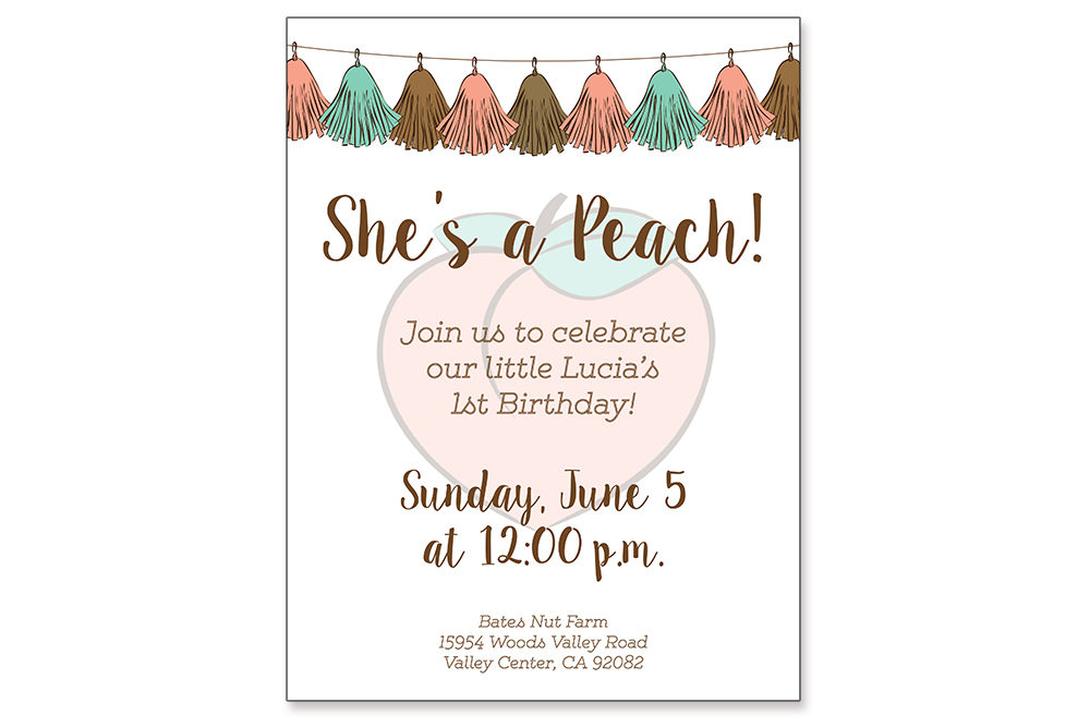 Digital design of custom peach invitation